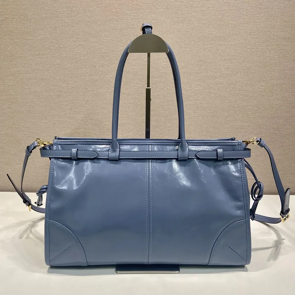 Prada Bonnie Large Leather Handbag for Women in Light Blue Prada Bonnie Large Leather Handbag for Women in Light Blue