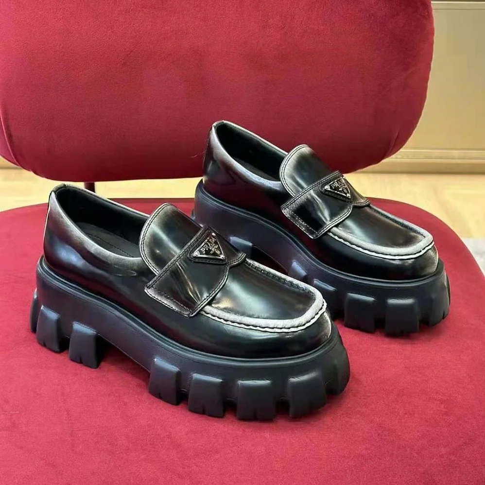 Prada Monolith Nuanced Brushed Leather Loafers for Men Prada Monolith Nuanced Brushed Leather Loafers for Men