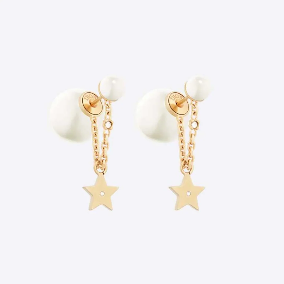 Dior Tribales Earrings Gold-Finish Metal with White Resin Pearls and White Crystals for Women Dior Tribales Earrings Gold-Finish Metal with White Resin Pearls and White Crystals for Women