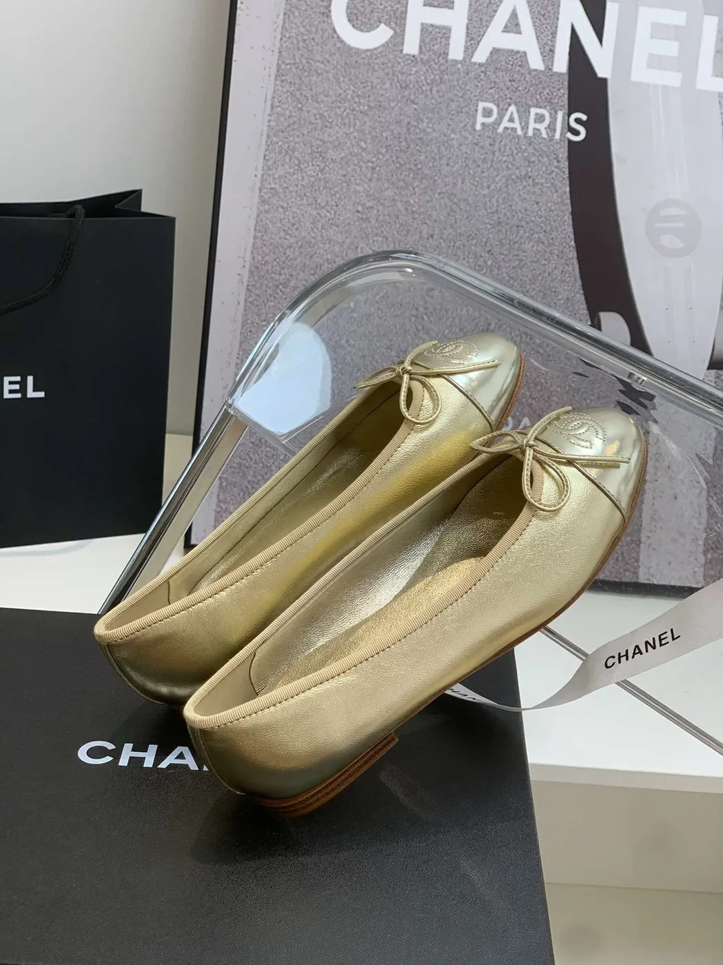 Chanel Ballet Flats Gold Chanel Ballet Flats Gold