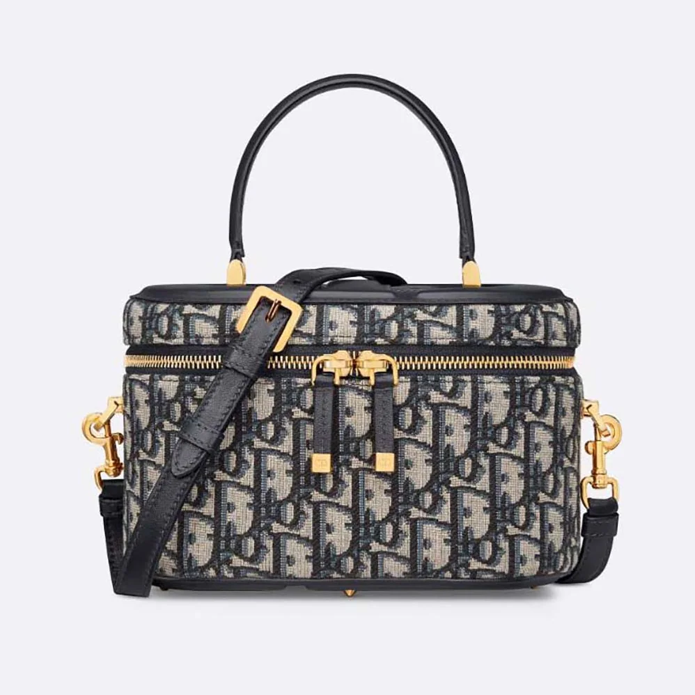 Dior Medium CD Signature Vanity Case Blue Dior Oblique Jacquard for Women Dior Medium CD Signature Vanity Case Blue Dior Oblique Jacquard for Women