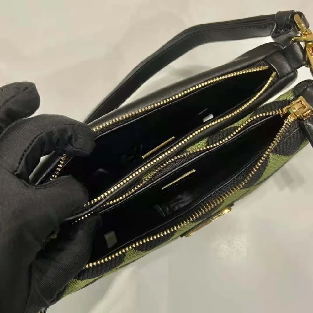 Prada Symbole Leather and Fabric Mini Bag for Women in Green Prada Symbole Leather and Fabric Mini Bag for Women in Green