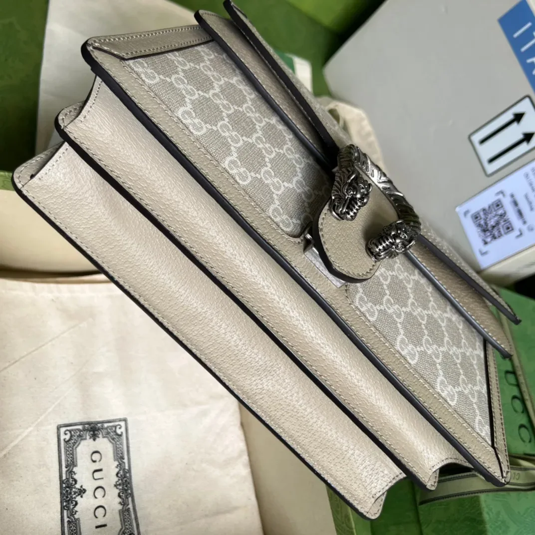 Gucci Dionysus Small Shoulder Bag / Beige/ White GG Supreme Canvas Palladium Hardware