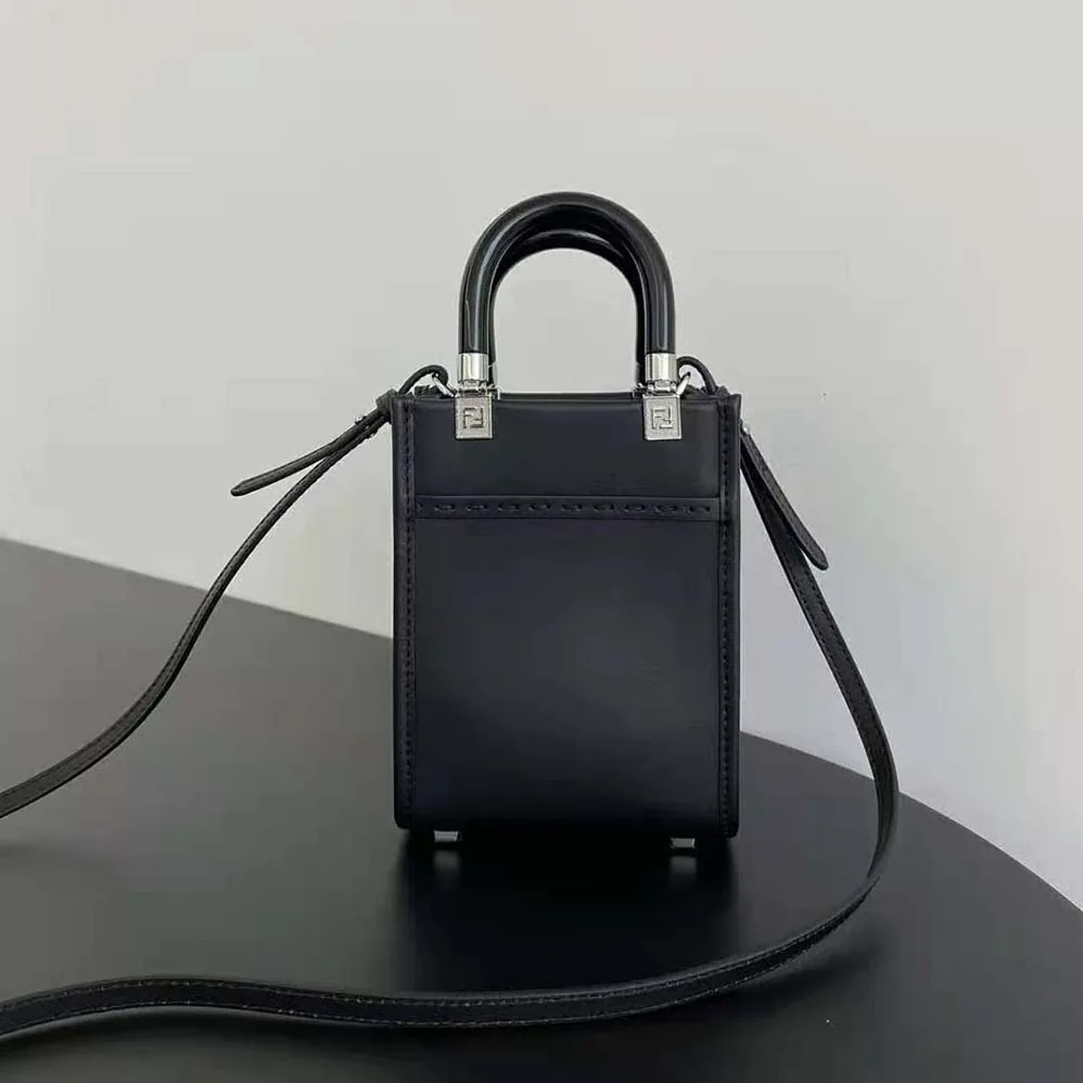 Fendi Mini Sunshine Shopper Black Leather Mini for Women in bag Fendi Mini Sunshine Shopper Black Leather Mini for Women in bag