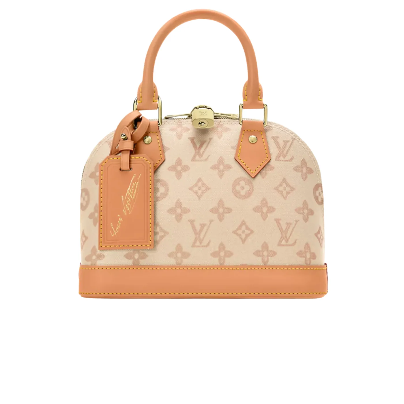 Louis Vuitton Alma BB Top Handle Bag / Monogram Origine Lin Gold Hardware