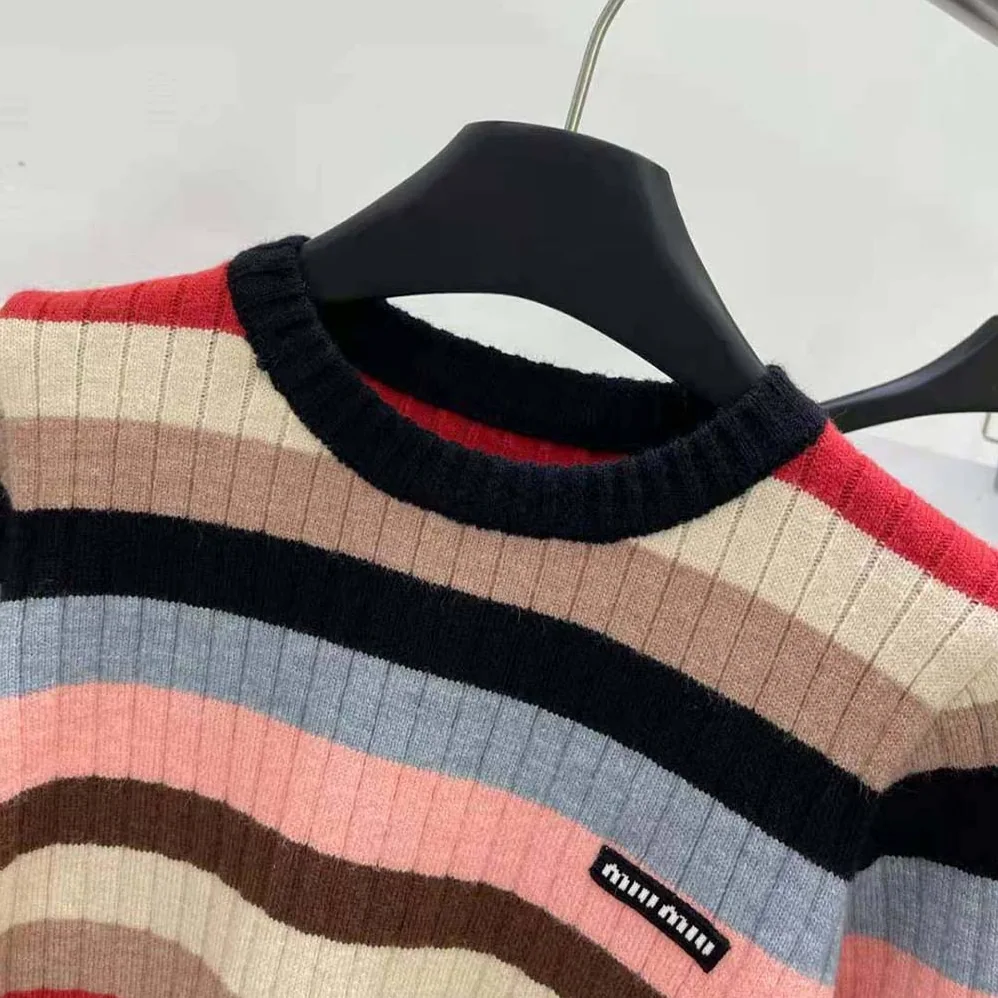 Miu Miu Cashmere Sweater with Logo Patch for Women