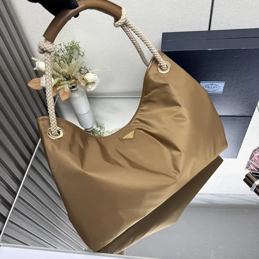 Prada Mariner Large Re-Nylon Shoulder Bag for Women in Brown