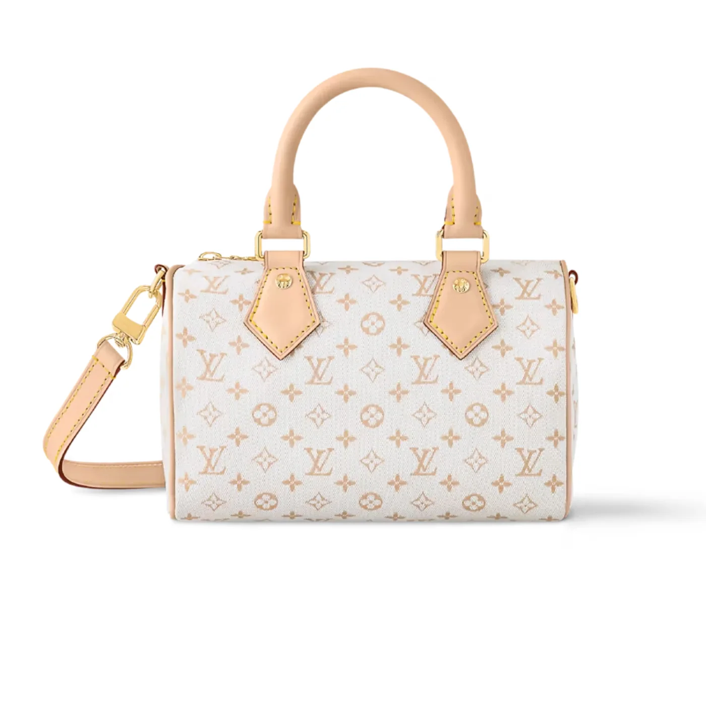 Louis Vuitton Speedy Bandouliere 20 Top Handle Bag in Mastic Cream Gold Hardware Louis Vuitton Speedy Bandouliere 20 Top Handle Bag in Mastic Cream Gold Hardware
