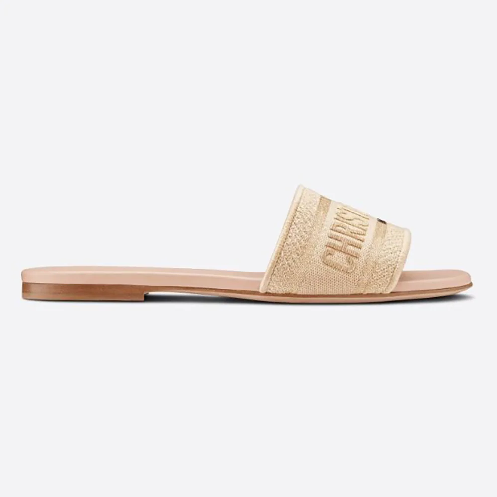 Dior Dway Slide Gold-Tone Metallic Thread Embroidered Cotton for Women Dior Dway Slide Gold-Tone Metallic Thread Embroidered Cotton for Women