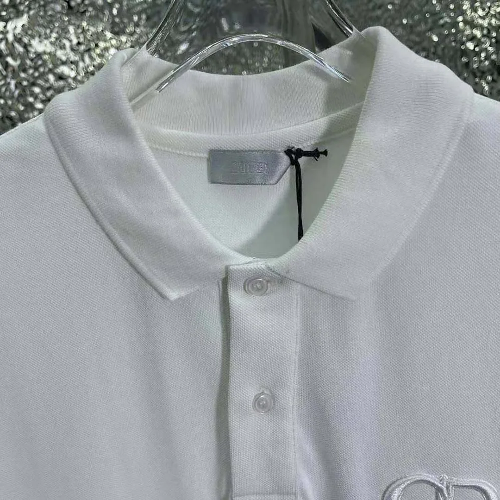 Dior CD Icon Polo Shirt White Cotton Pique for Men
