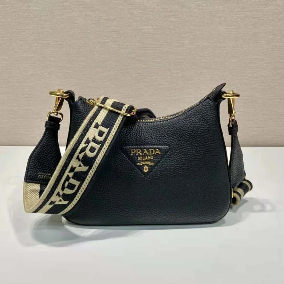 Prada Leather Shoulder Bag for Women in Black