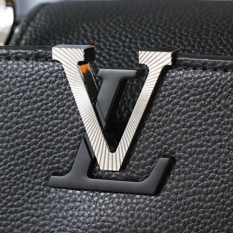 Louis Vuitton Capucines BB Top Handle Bag in Black Silver/ Gold Hardware