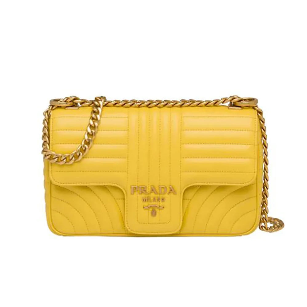 Prada Medium Leather Prada Diagramme Bag for Women in Yellow