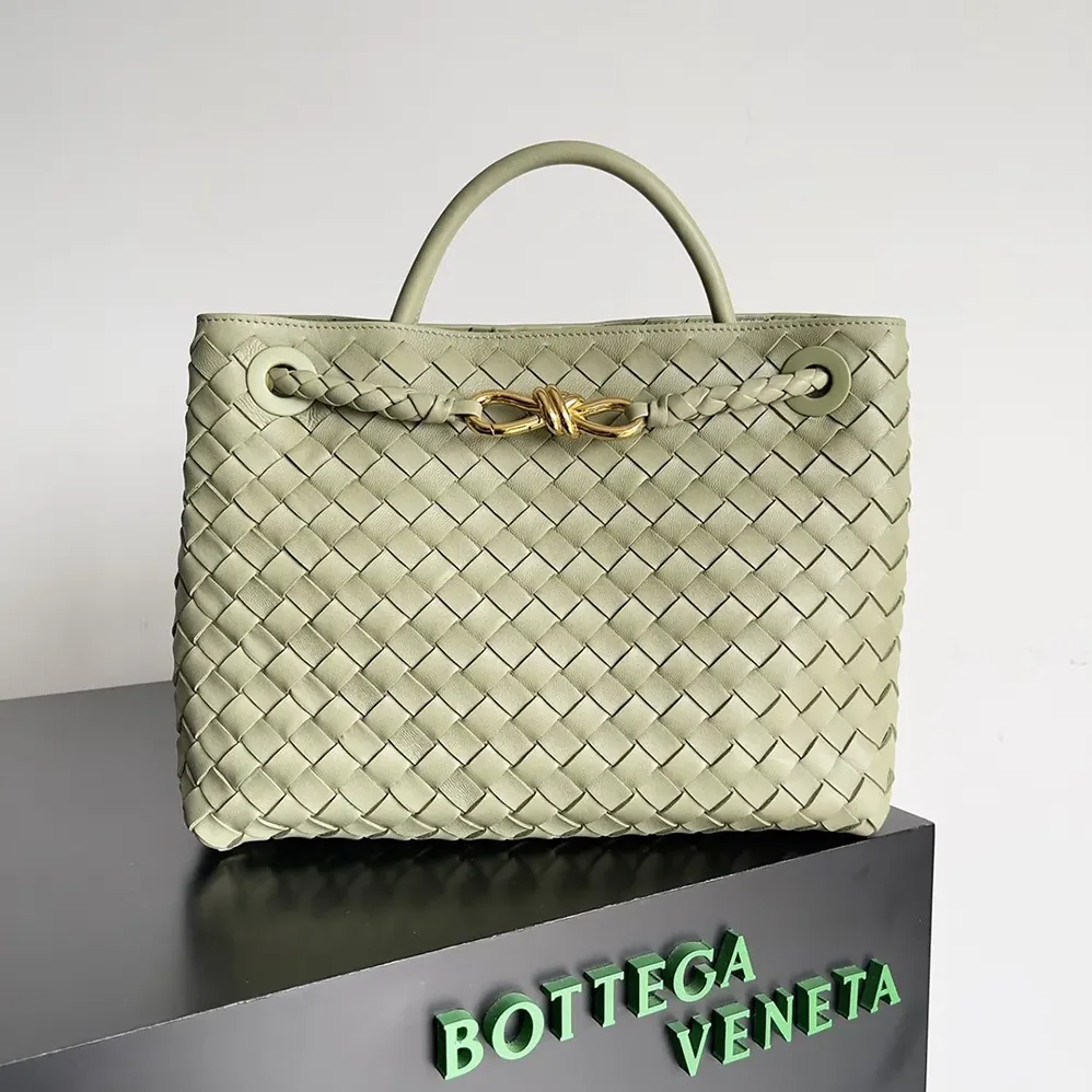 Bottega Veneta Medium Andiamo in Supple Intrecciato Leather for Women in Travertine