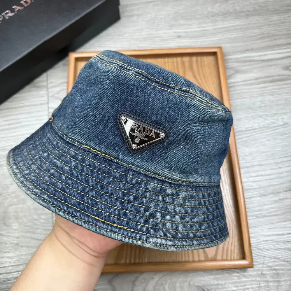 Prada Denim Bucket Hat for Unisex in Blue Prada Denim Bucket Hat for Unisex in Blue