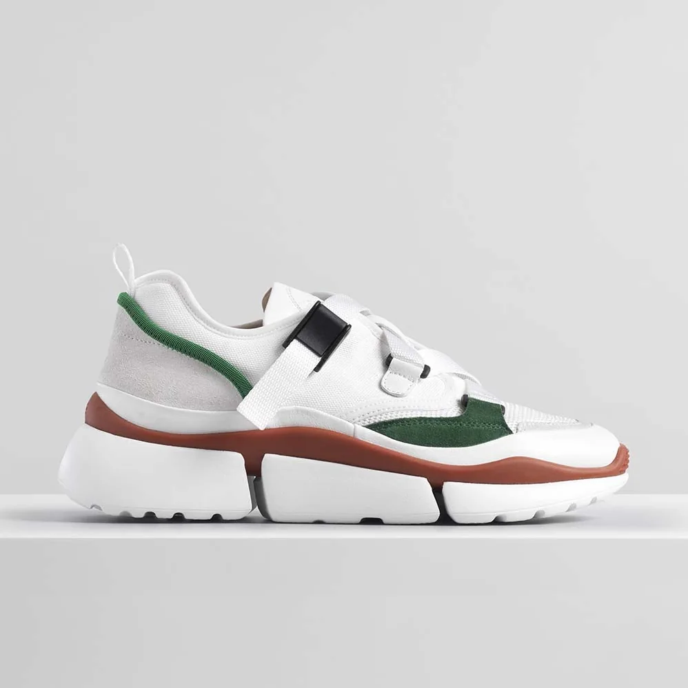 Chloe Sonnie Low-Top Sneaker in Suede Calfskin & Mix of Materials for Women in White Chloe Sonnie Low-Top Sneaker in Suede Calfskin & Mix of Materials for Women in White