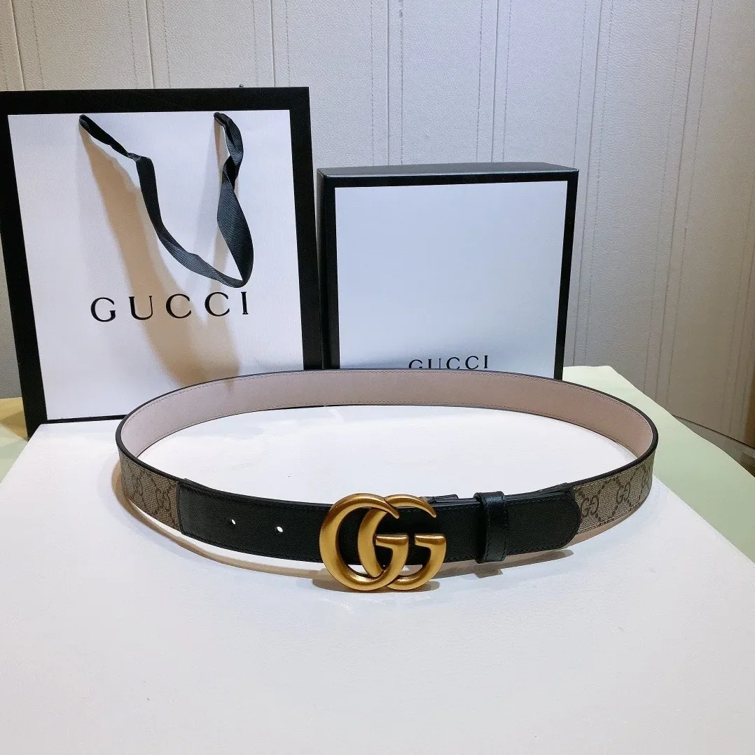 Gucci GG Belt With Double G Buckle Beige/Black, for Women