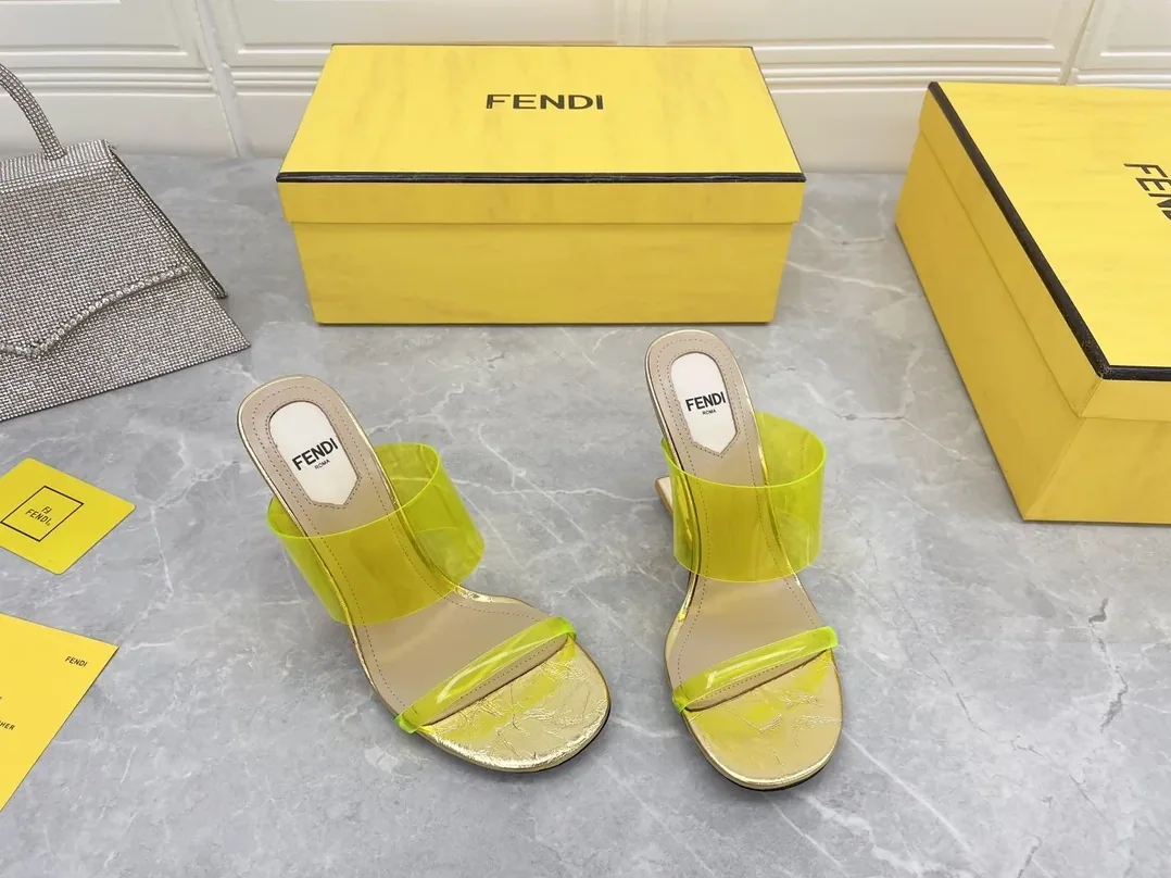 Fendi First Yellow Transparent High in Heeled Sandals