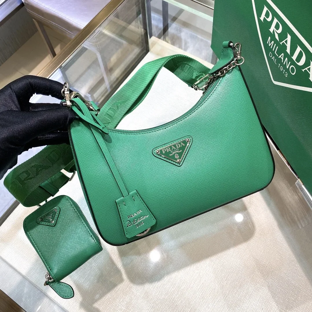 Prada Re- 2005 Saffiano Leather Bag Green Prada Re- 2005 Saffiano Leather Bag Green