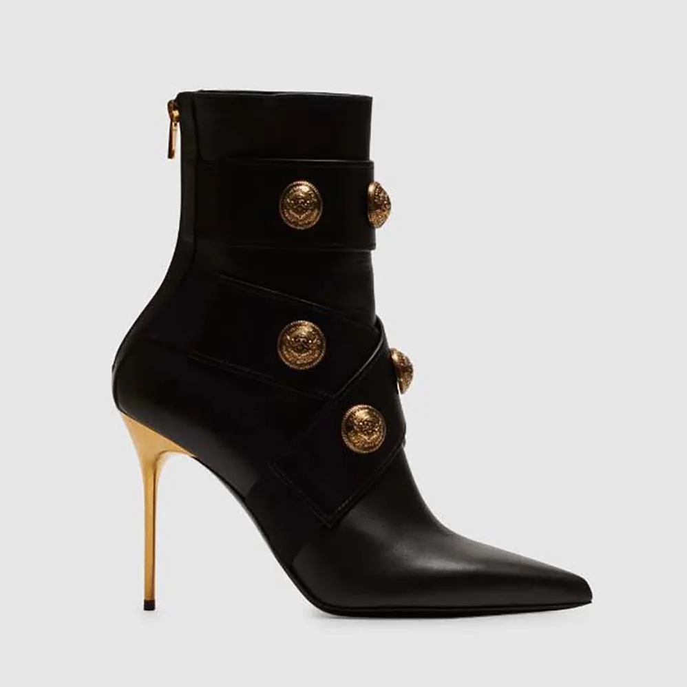 Balmain Alma Leather Ankle Boots for Women in Black Balmain Alma Leather Ankle Boots for Women in Black