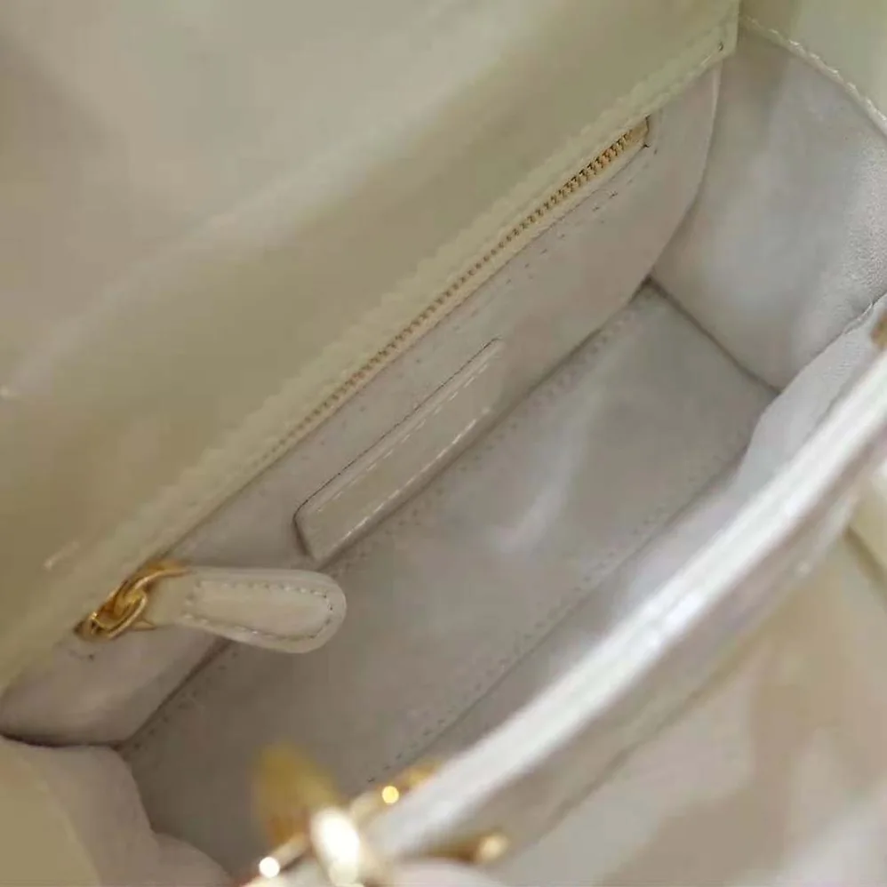 Dior Mini Lady Dior Bag Latte Patent Cannage Calfskin for Women Dior Mini Lady Dior Bag Latte Patent Cannage Calfskin for Women