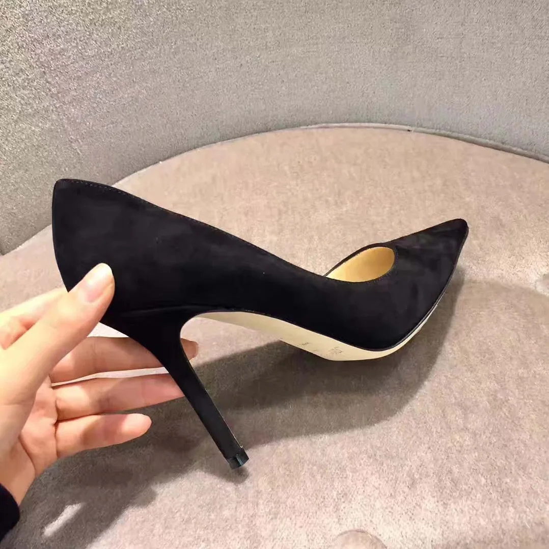 Jimmy Choo Romy 100 Suede Pointy Toe Pumps Shoes Black for Women Jimmy Choo Romy 100 Suede Pointy Toe Pumps Shoes Black for Women