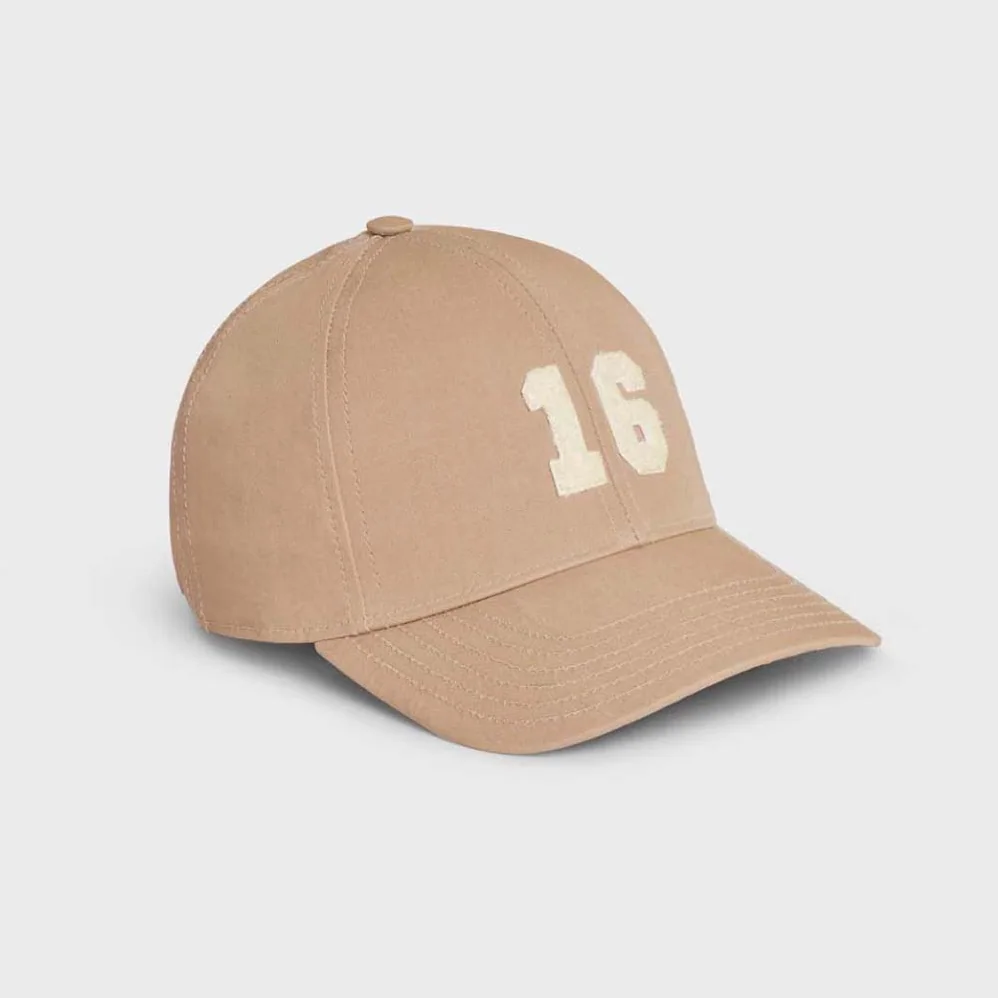 Celine 16 Patch Cotton Baseball Cap for Women in Beige