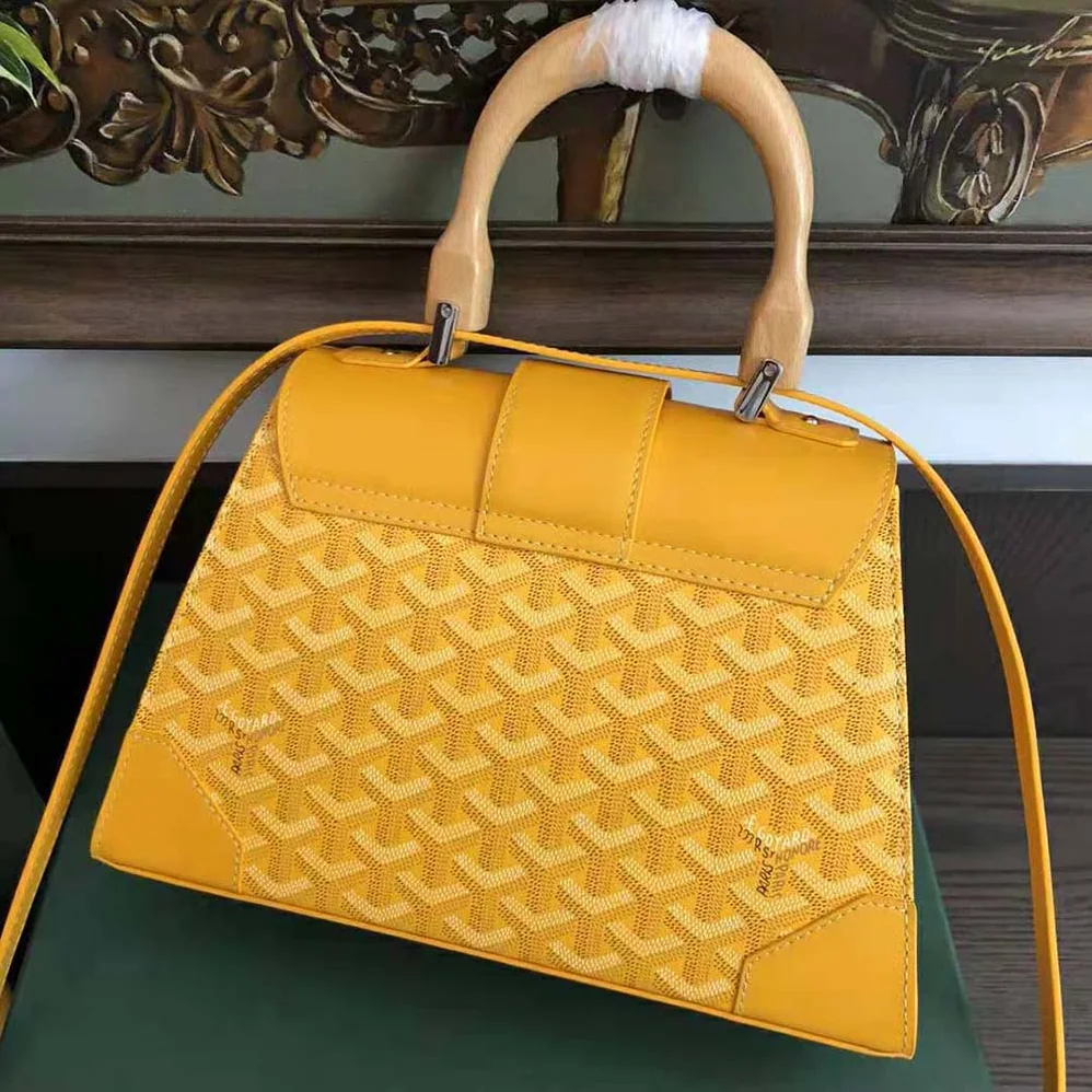 Goyard Sac Saïgon PM in Toile Goyardine & Clamecy Calfskin for Women in Yellow Goyard Sac Saïgon PM in Toile Goyardine & Clamecy Calfskin for Women in Yellow