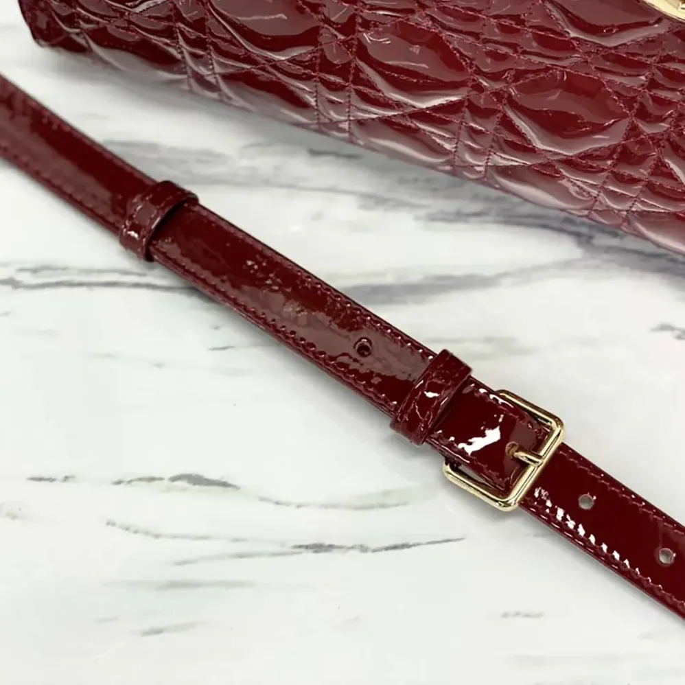 Dior Medium Lady Dior Bag Cherry Red Patent Cannage Calfskin for Women Dior Medium Lady Dior Bag Cherry Red Patent Cannage Calfskin for Women