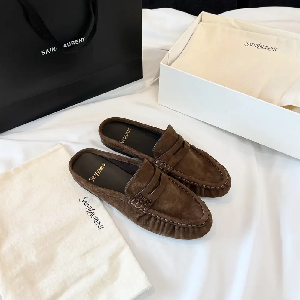 Saint Laurent YSL Le Loafer Mules in Suede for Unisex Saint Laurent YSL Le Loafer Mules in Suede for Unisex