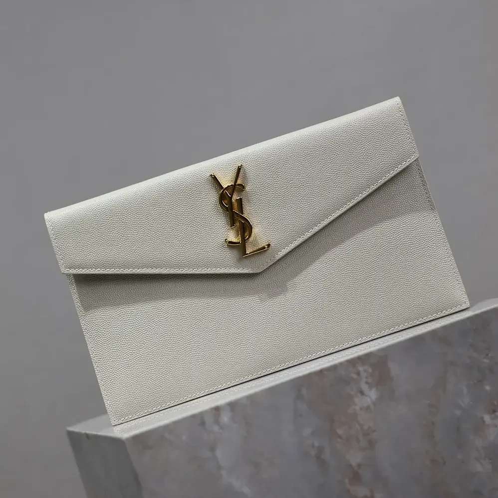 Saint Laurent YSL Uptown Pouch in Grain De Poudre Embossed Leather for Women