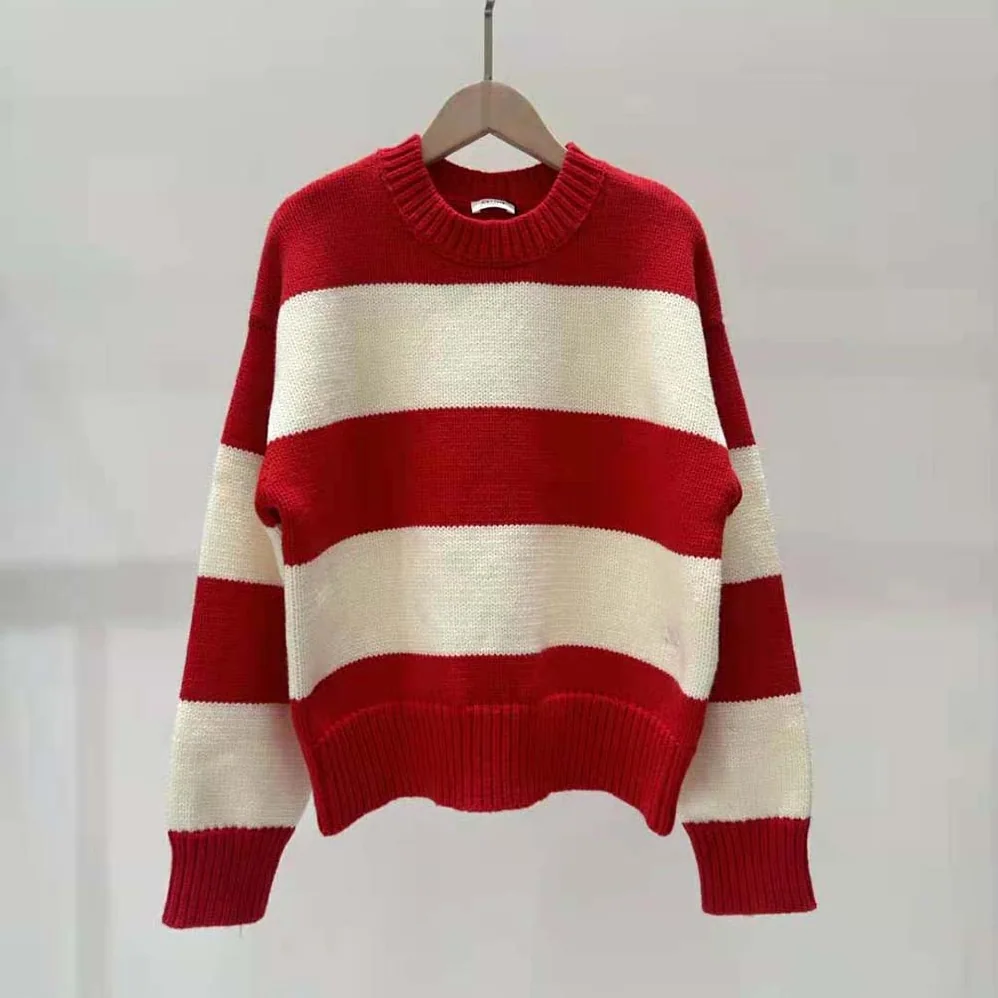 Celine Crew Neck Sweater in Wool Cashmere and Silk for Men in Red