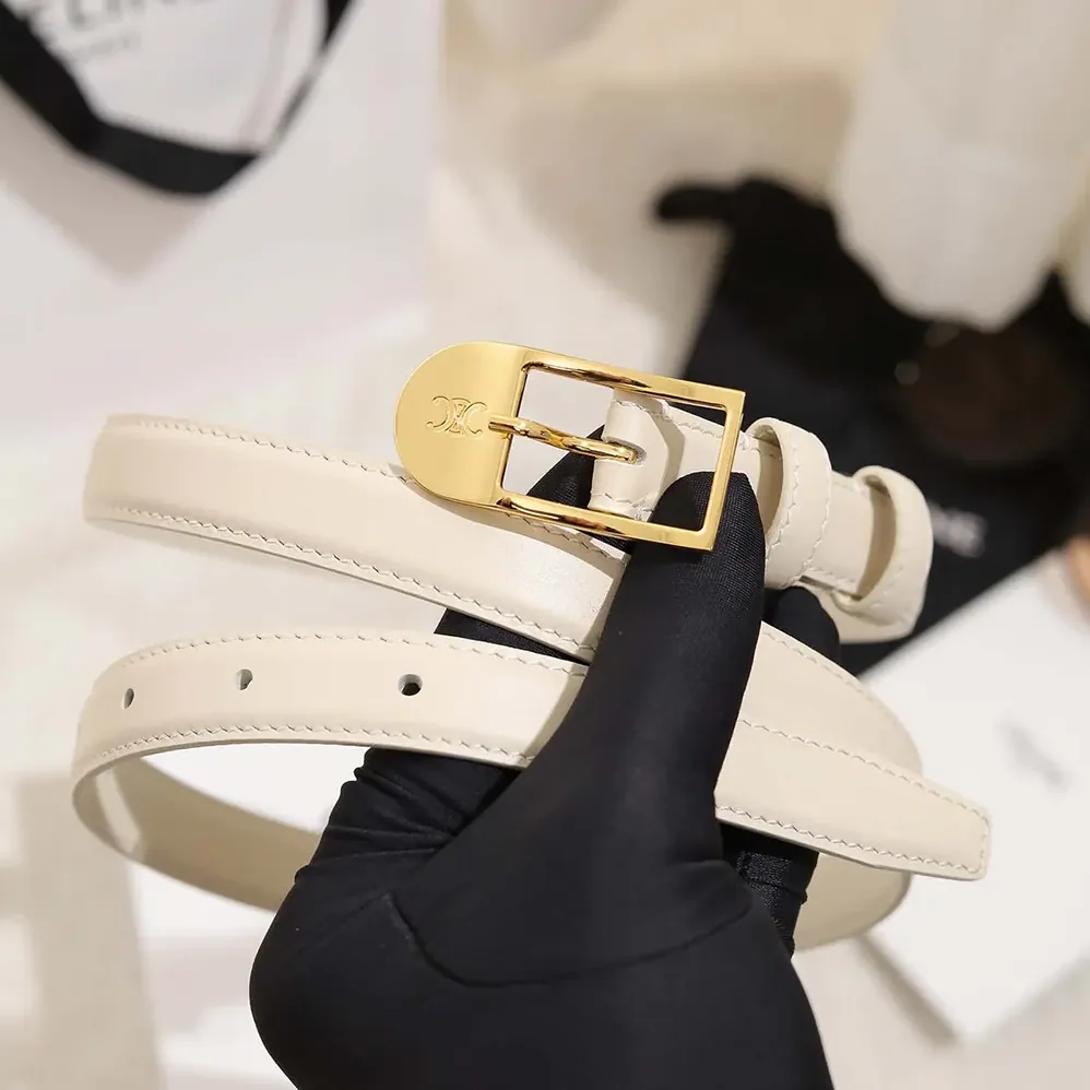Celine Bc-25 18mm Belt In Taurillon Leather for Women in White Celine Bc-25 18mm Belt In Taurillon Leather for Women in White