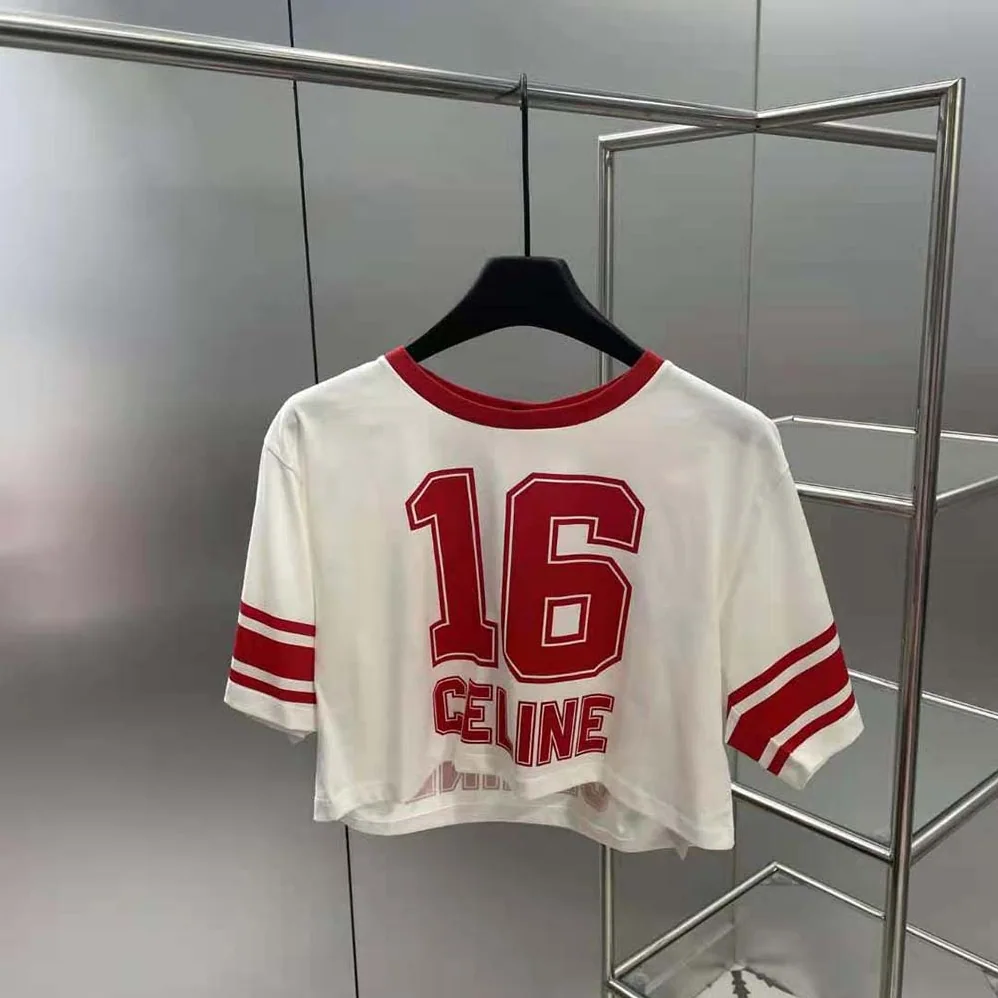 Celine 16 Cropped T for Women in shirt in Cotton Jersey Celine 16 Cropped T for Women in shirt in Cotton Jersey