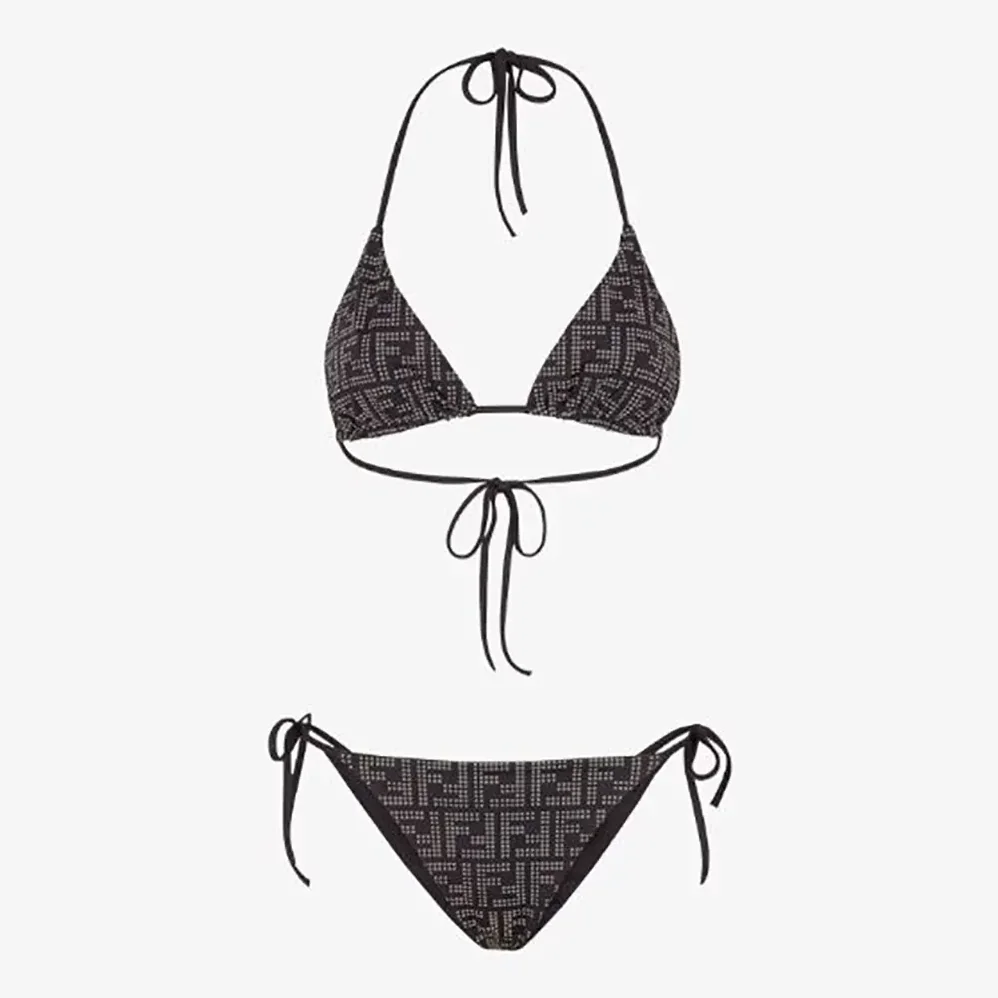 Fendi Swimsuit Black Tech Fabric Bikini for Women