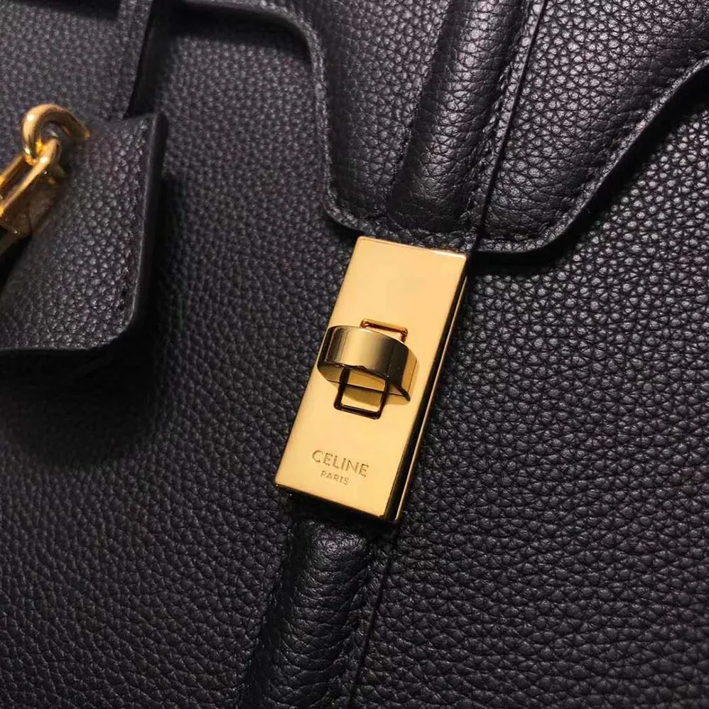 Celine Medium16 Bag in Grained Calfskin for Women in Black