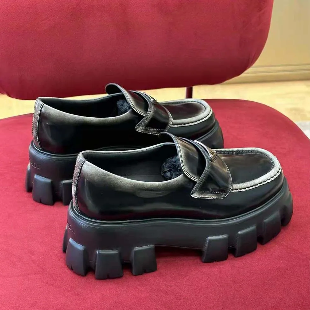 Prada Monolith Nuanced Brushed Leather Loafers for Men Prada Monolith Nuanced Brushed Leather Loafers for Men