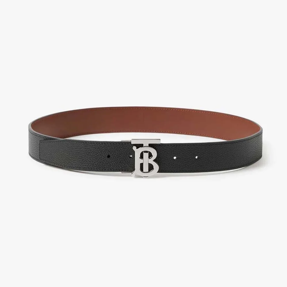 Burberry Reversible Leather TB Belt for Men in Black