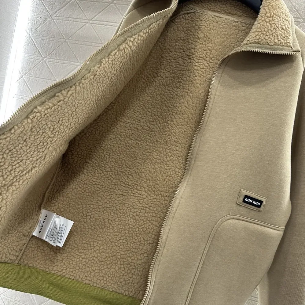 Miu Miu Cotton Fleece Zipper Blouson Jacket for Women