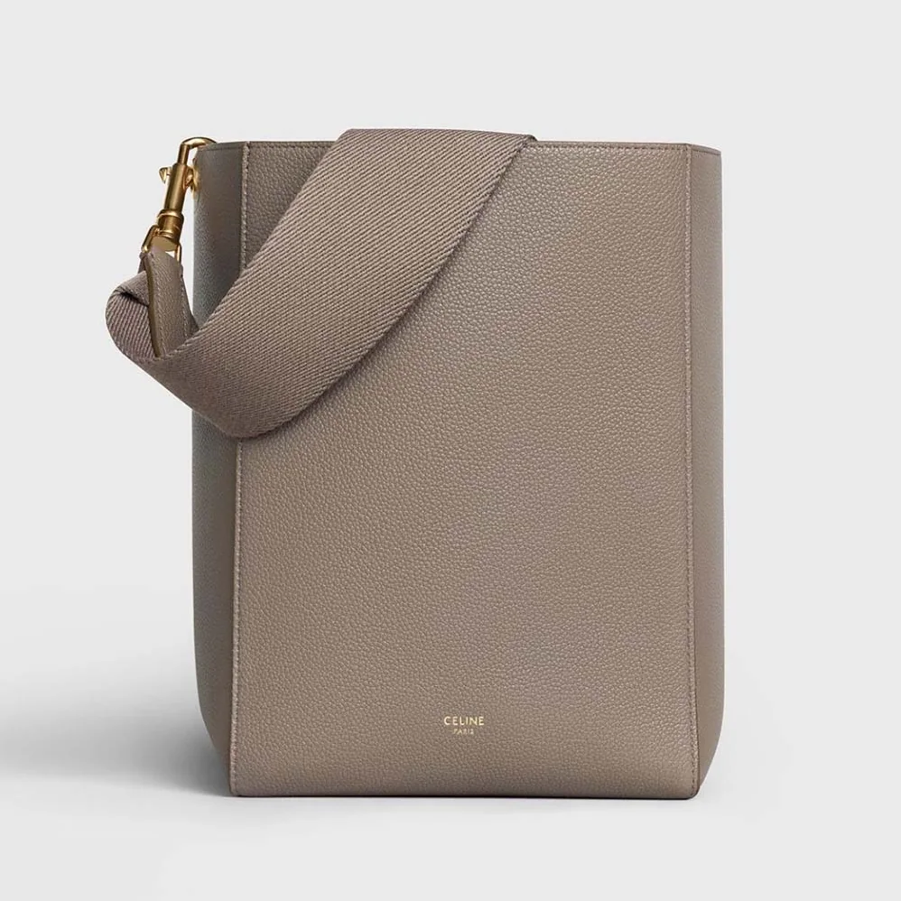 Celine Sangle Small Bucket Bag in Soft Grained Calfskin for Women in Brown