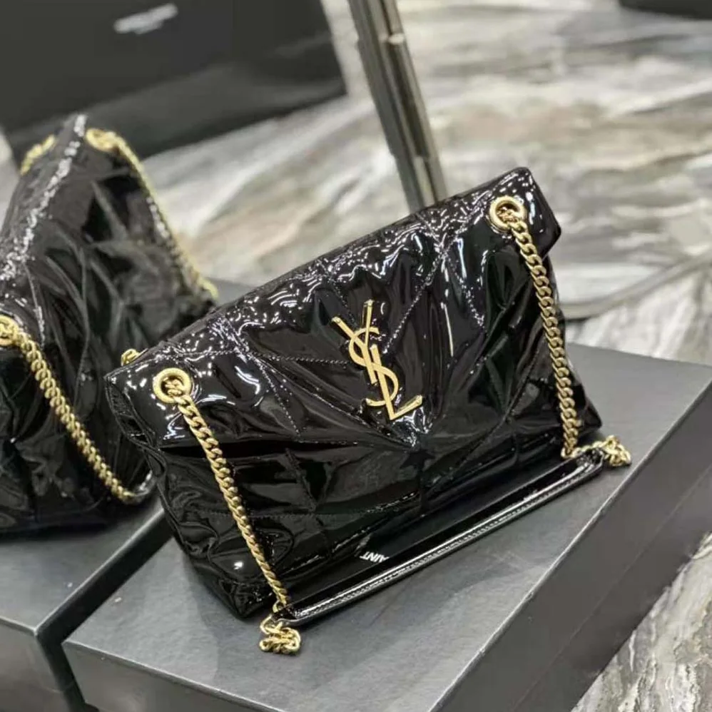 Saint Laurent YSL Puffer Small Chain Bag in Quilted Vinyle for Women in Black Saint Laurent YSL Puffer Small Chain Bag in Quilted Vinyle for Women in Black