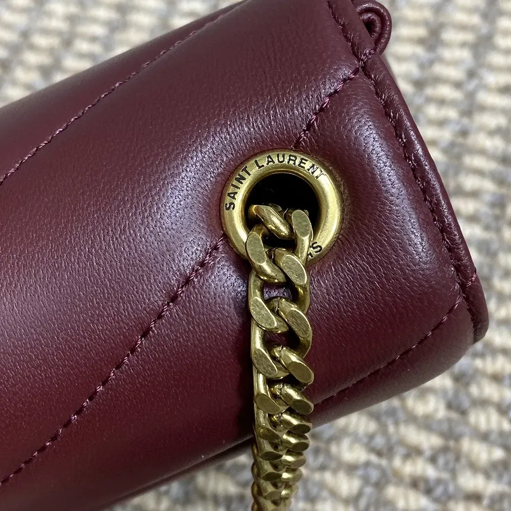 Saint Laurent YSL Loulou Mini in Lambskin for Women in Bordeaux Saint Laurent YSL Loulou Mini in Lambskin for Women in Bordeaux