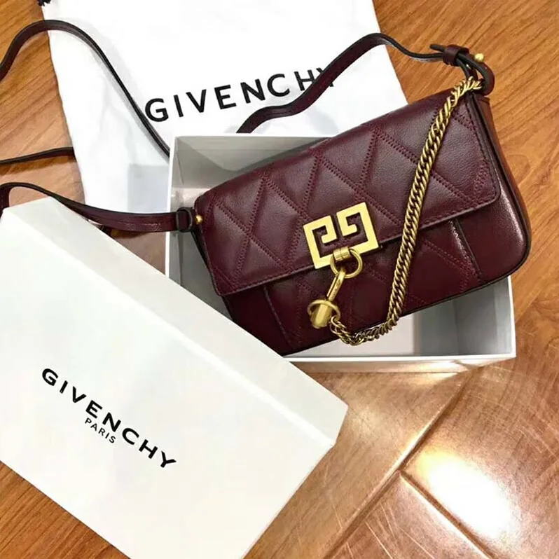 Givenchy Mini Pocket Bag in Diamond Quilted Leather for Women in Maroon Givenchy Mini Pocket Bag in Diamond Quilted Leather for Women in Maroon