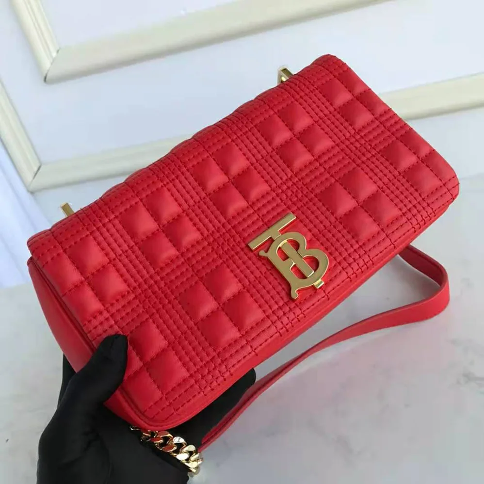 Burberry Small Quilted Lambskin Lola Bag for Women in Red