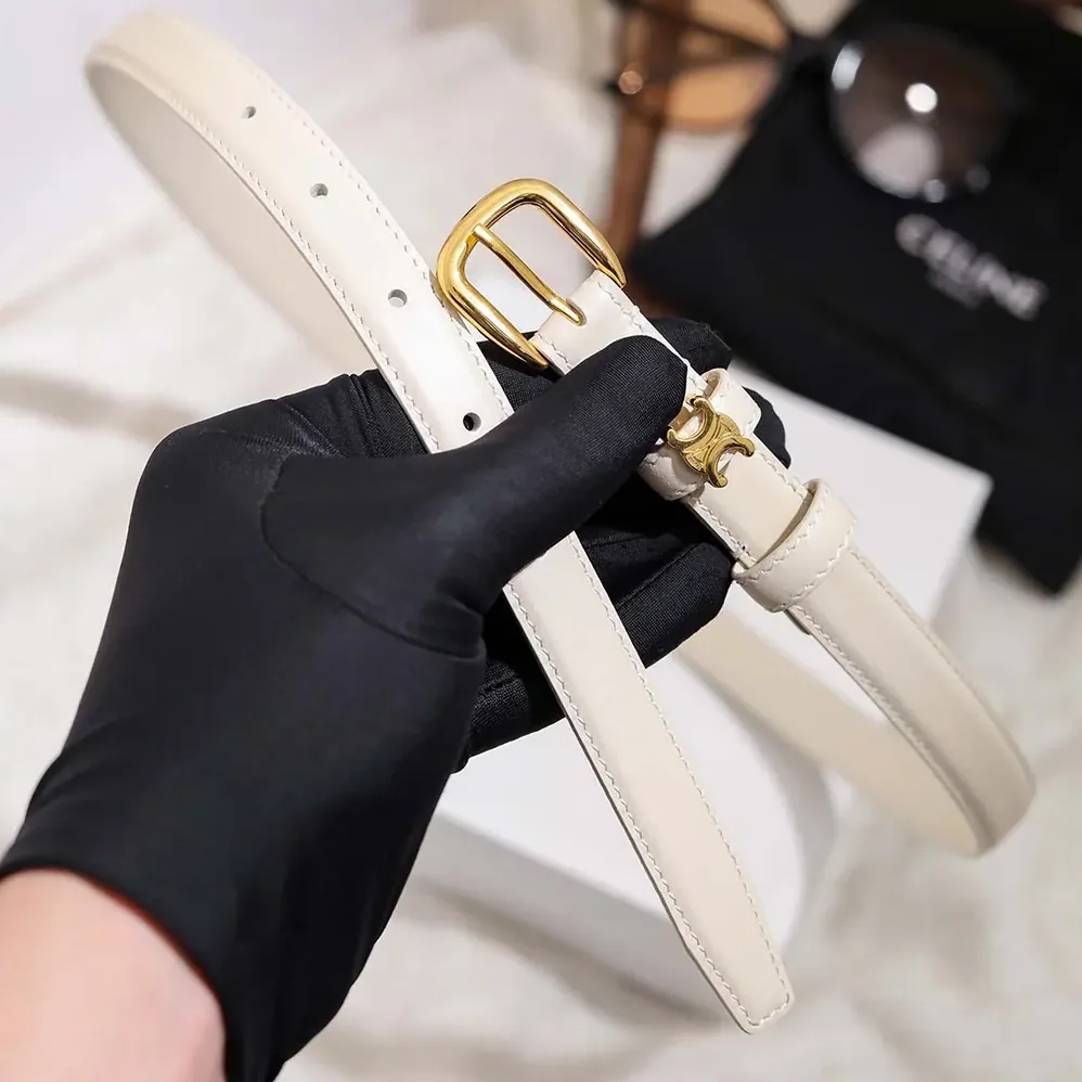 Celine Vivienne Belt 25Mm In Taurillon Leather for Women in White Celine Vivienne Belt 25Mm In Taurillon Leather for Women in White