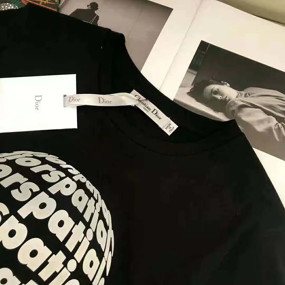 Dior Dior Spatial T-shirt Black Cotton Jersey and Linen for Men