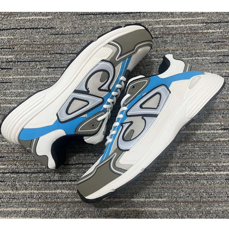 Dior CD Shoes B30 Low-Top Sneaker Light Blue Mesh Gray Blue Technical Fabric for Men