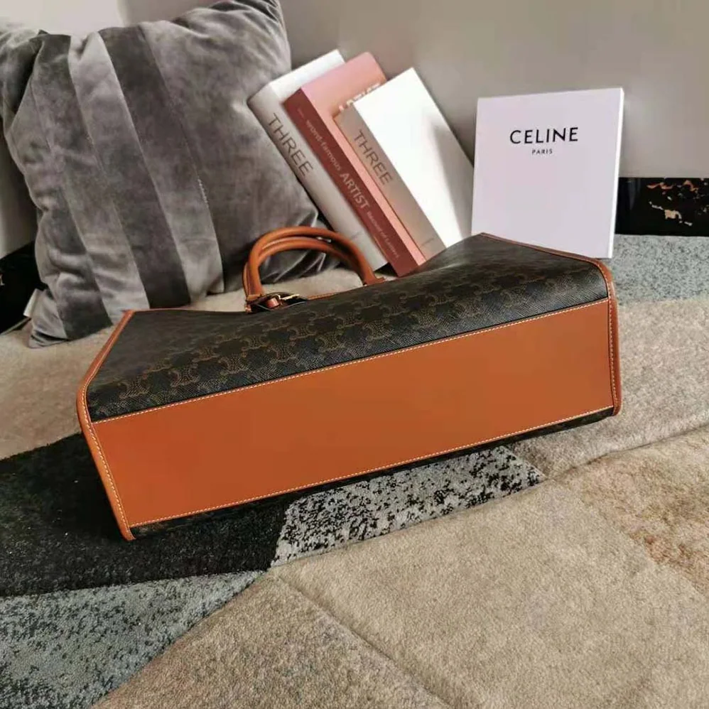 Celine Horizontal Cabas in Triomphe Canvas and Calfskin for Women