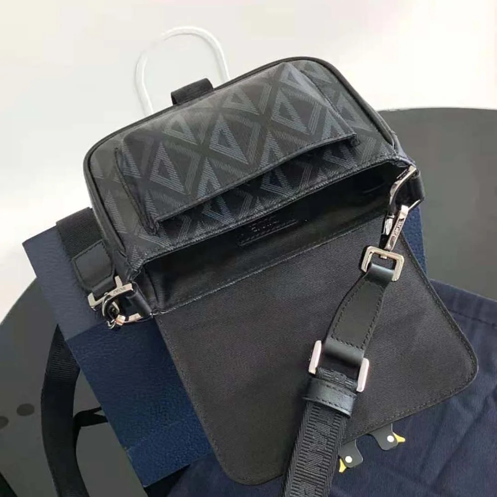 Dior Mini Dior Hit the Road Bag Black CD Diamond Canvas for Men