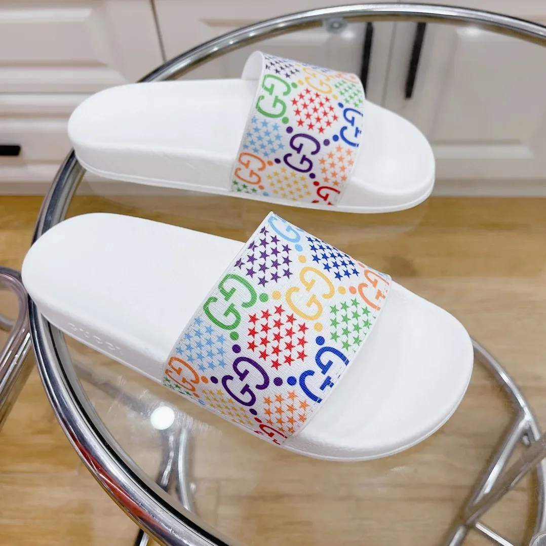 Gucci GG Slide Sandal With Stars White for Women Gucci GG Slide Sandal With Stars White for Women